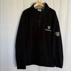 Vintage NFL Raiders Men's 1/4 Zip Pullover Fleece Jacket Size XXL Black Silver